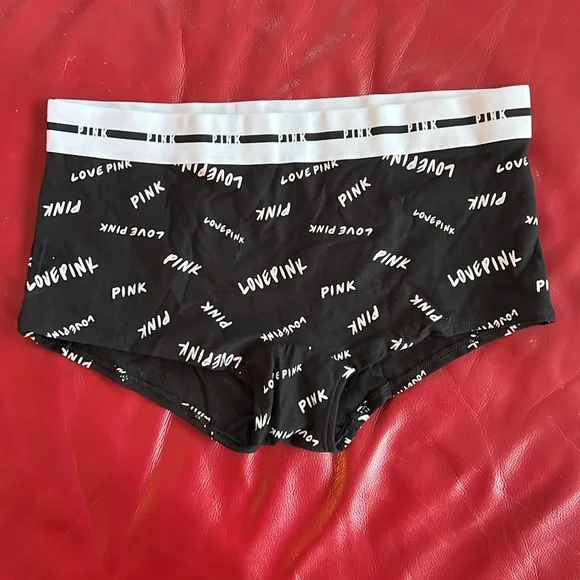 Pink cotton logo Boyshort panties 5 piece size large - Picture 8 of 8